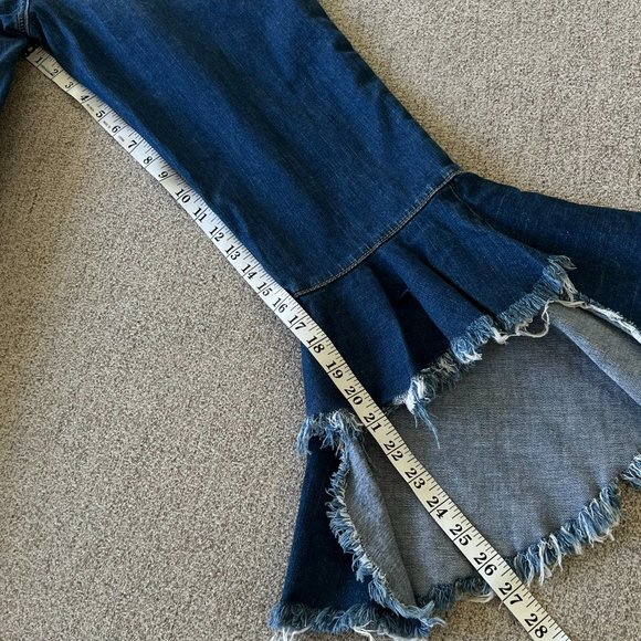 Articles of Society Suzie Lucia Bohemian Step Crop Flare Blue Denim Jeans - Picture 16 of 16